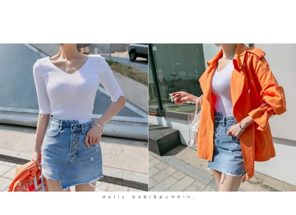 New Denim Skirt Female Sexy Ripper Hole Irregular High Waist