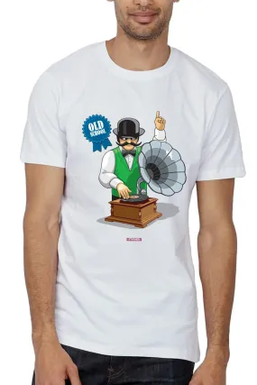 Old School DJ - Quirky Graphic T-Shirt White Color