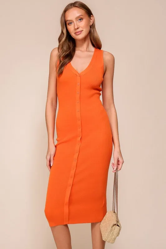 Orange Sweater Midi Night Out Dress