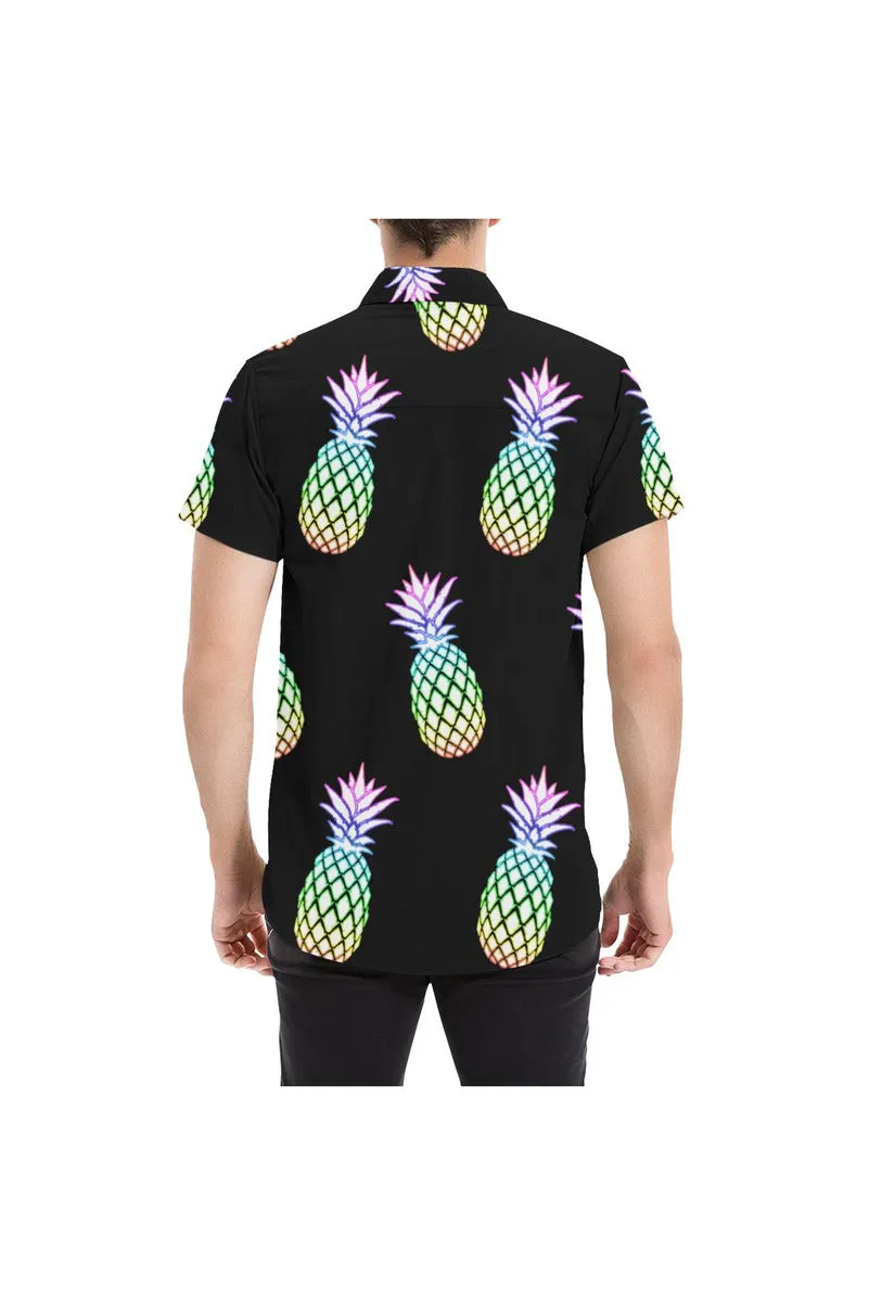 Pineapple Fiesta Black Men's All Over Print Short Sleeve Shirt (Model T53)