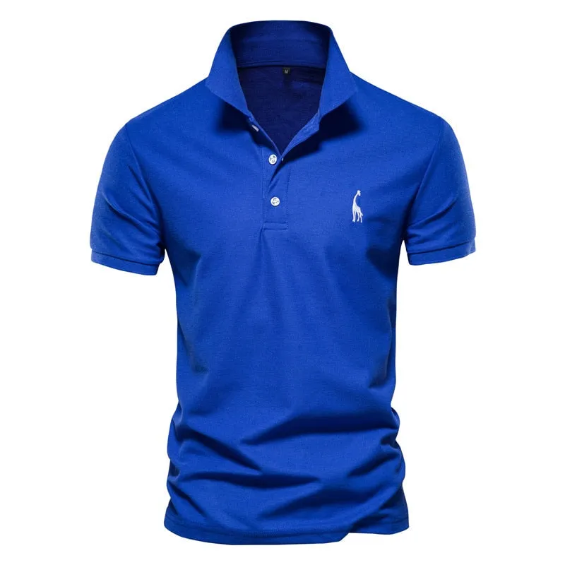 Polo Shirt Men's Casual Deer Embroidery 35% Cotton Polo shirt Men Short Sleeve High Quality polo men