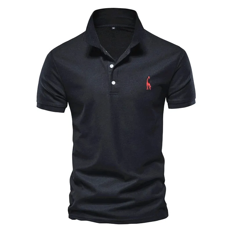 Polo Shirt Men's Casual Deer Embroidery 35% Cotton Polo shirt Men Short Sleeve High Quality polo men