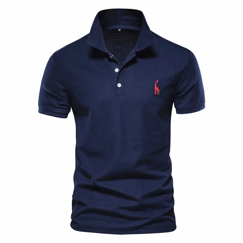 Polo Shirt Men's Casual Deer Embroidery 35% Cotton Polo shirt Men Short Sleeve High Quality polo men