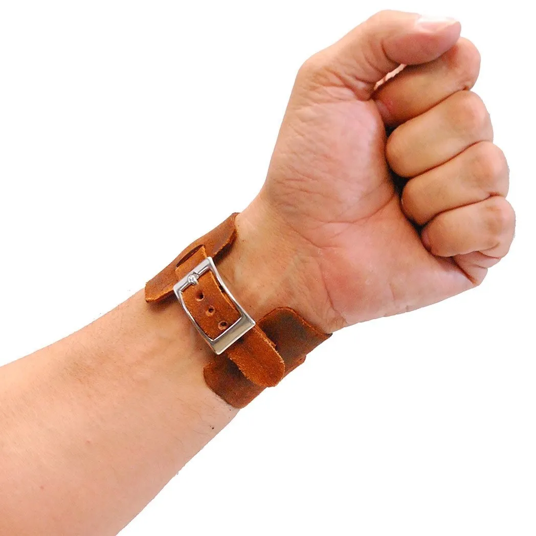 Rustic Brown Layered Leather Buckled Wristband #WB18071VN ()