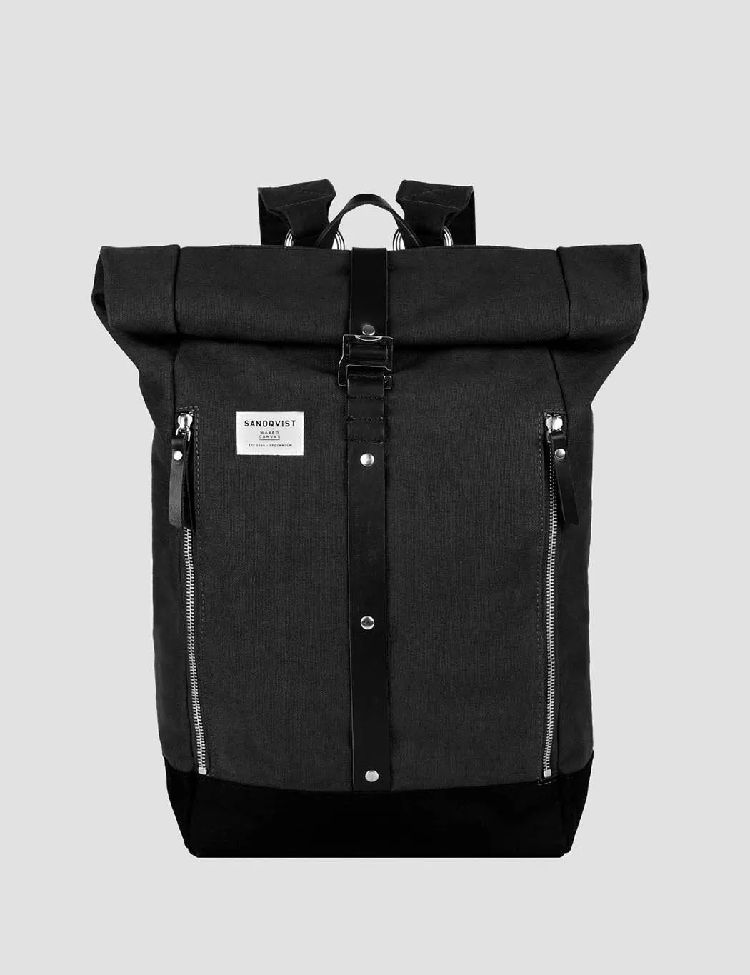 Sandqvist Rolf Rolltop Backpack (Canvas) - Waxed Black