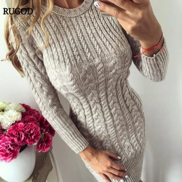 Sexy Slim Bodycon Winter Warm Sweater Dress