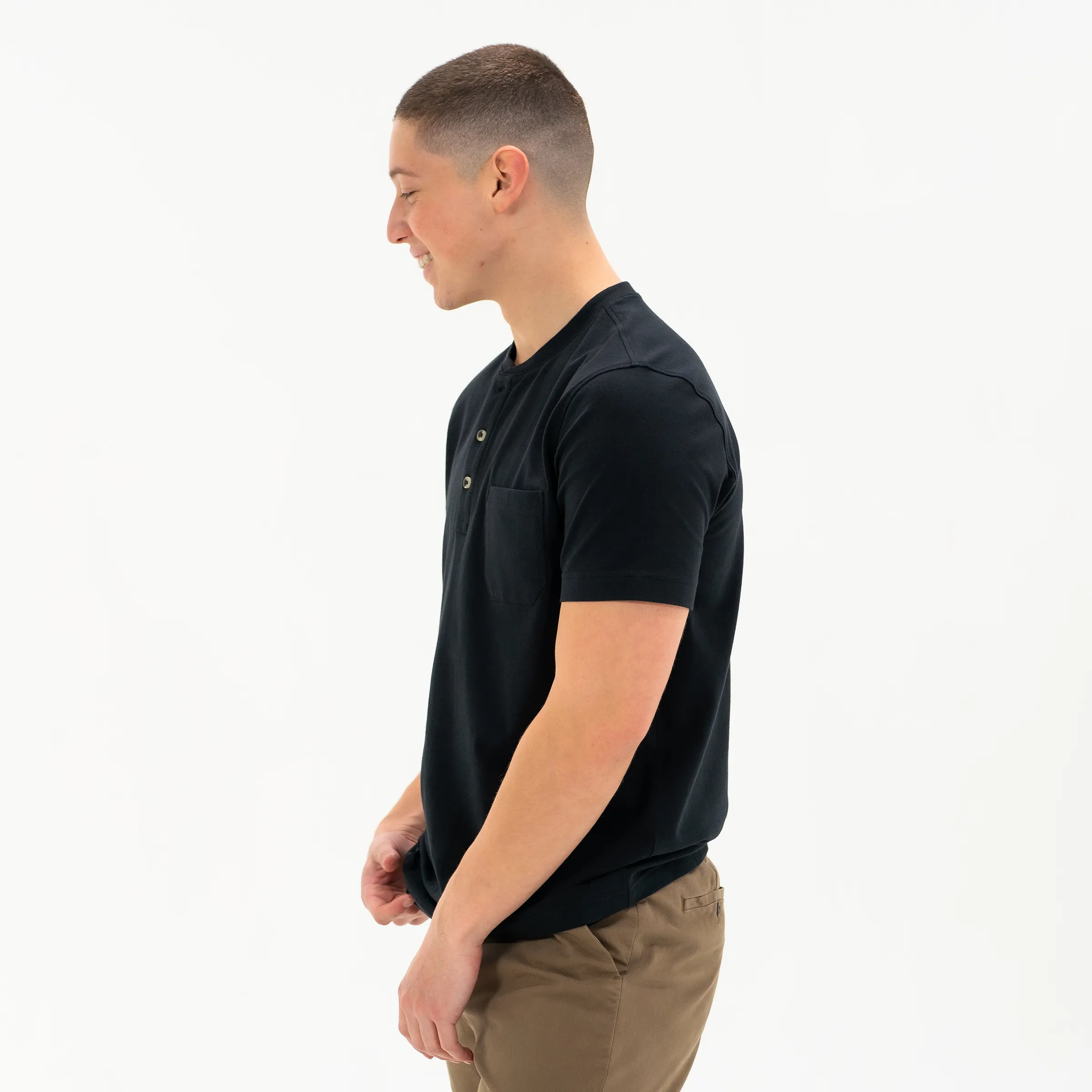 Short Sleeve Stretch Henley