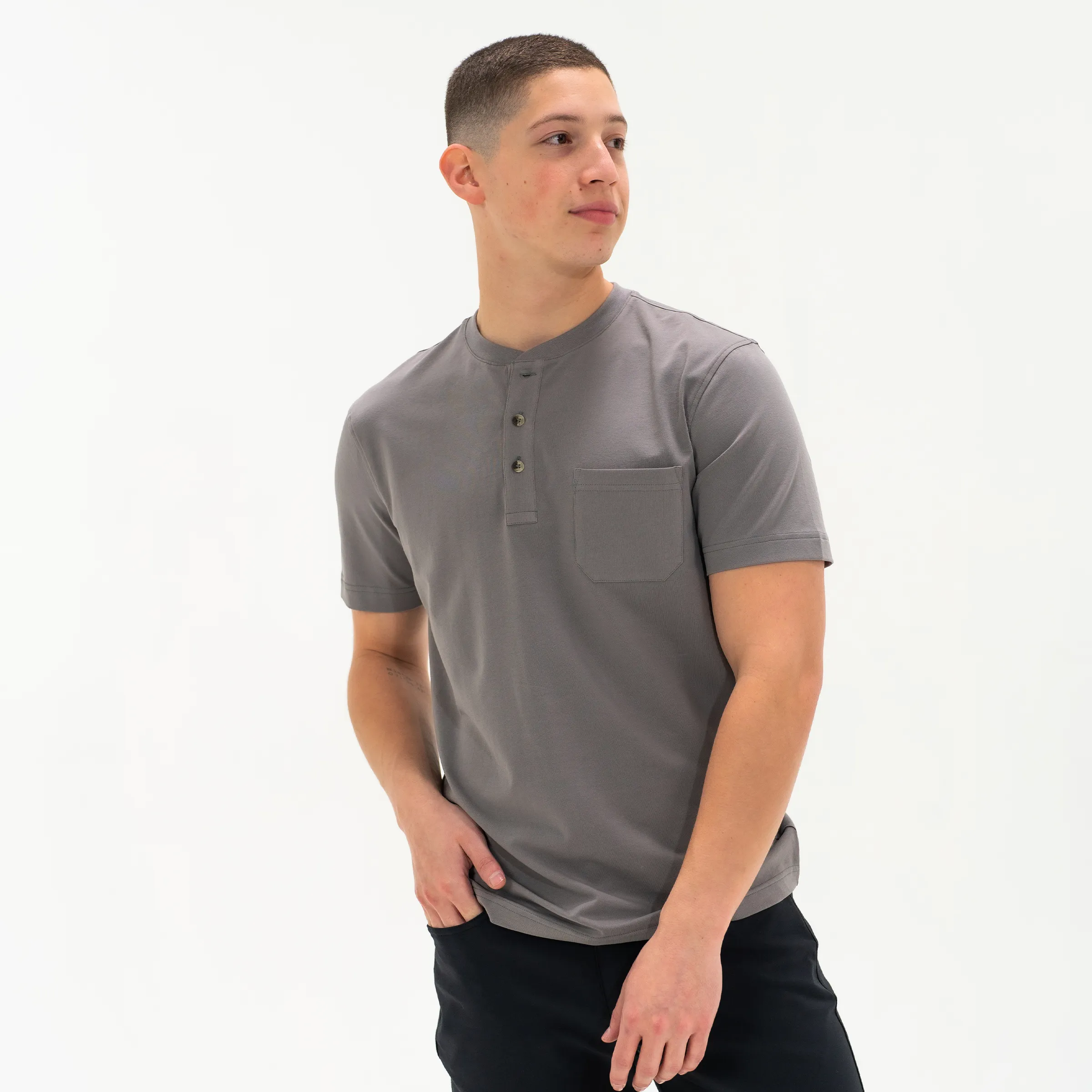 Short Sleeve Stretch Henley