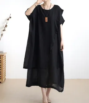 Summer Linen Spring Women  Loose Dresses AMT05131