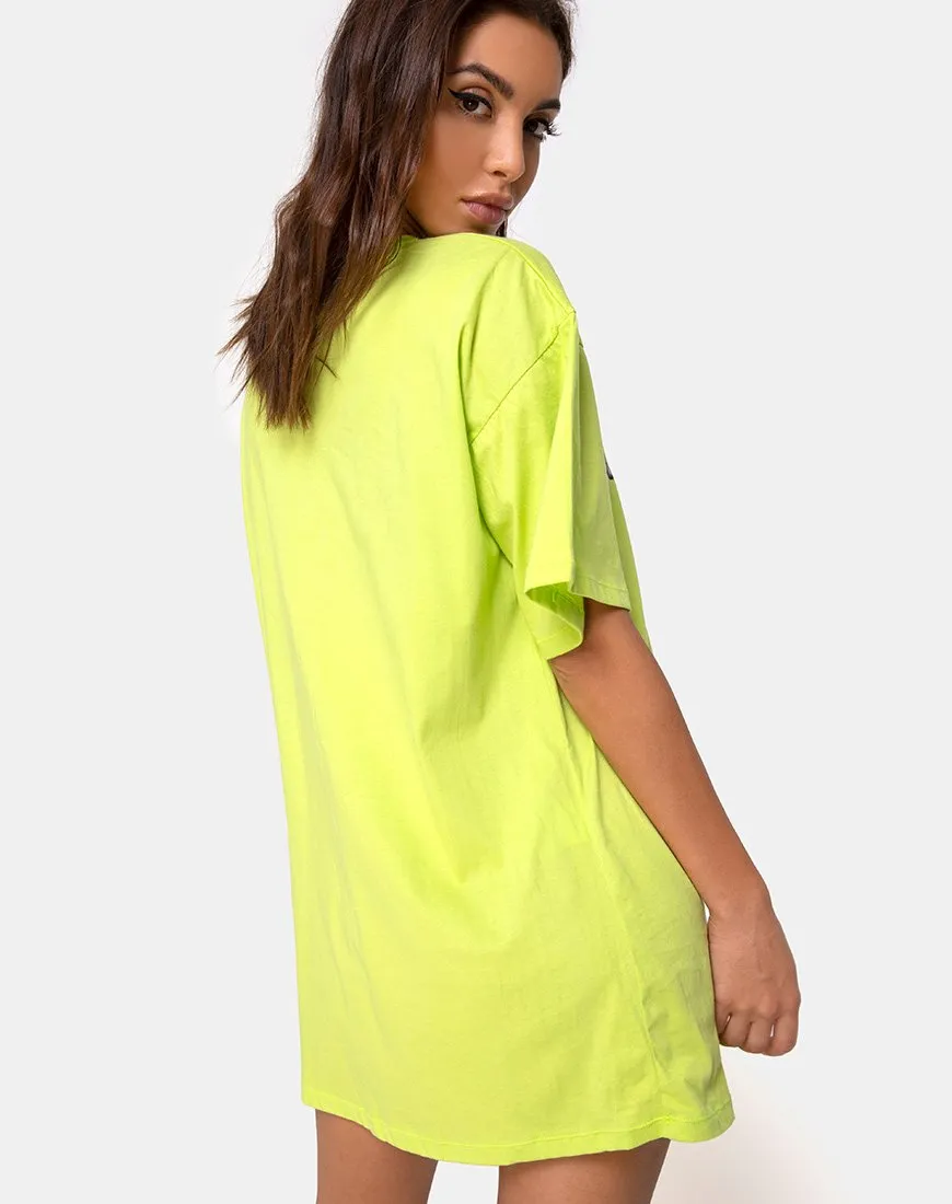 Sunny Kiss Tee in Lime with Cherub