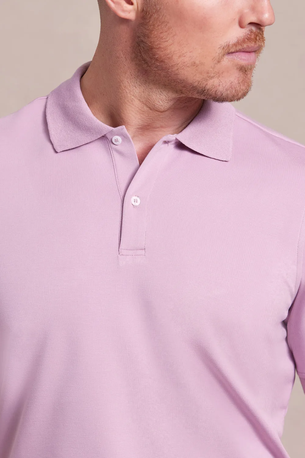 The Holden - Sand Washed Double Knit SS Polo - Lilac