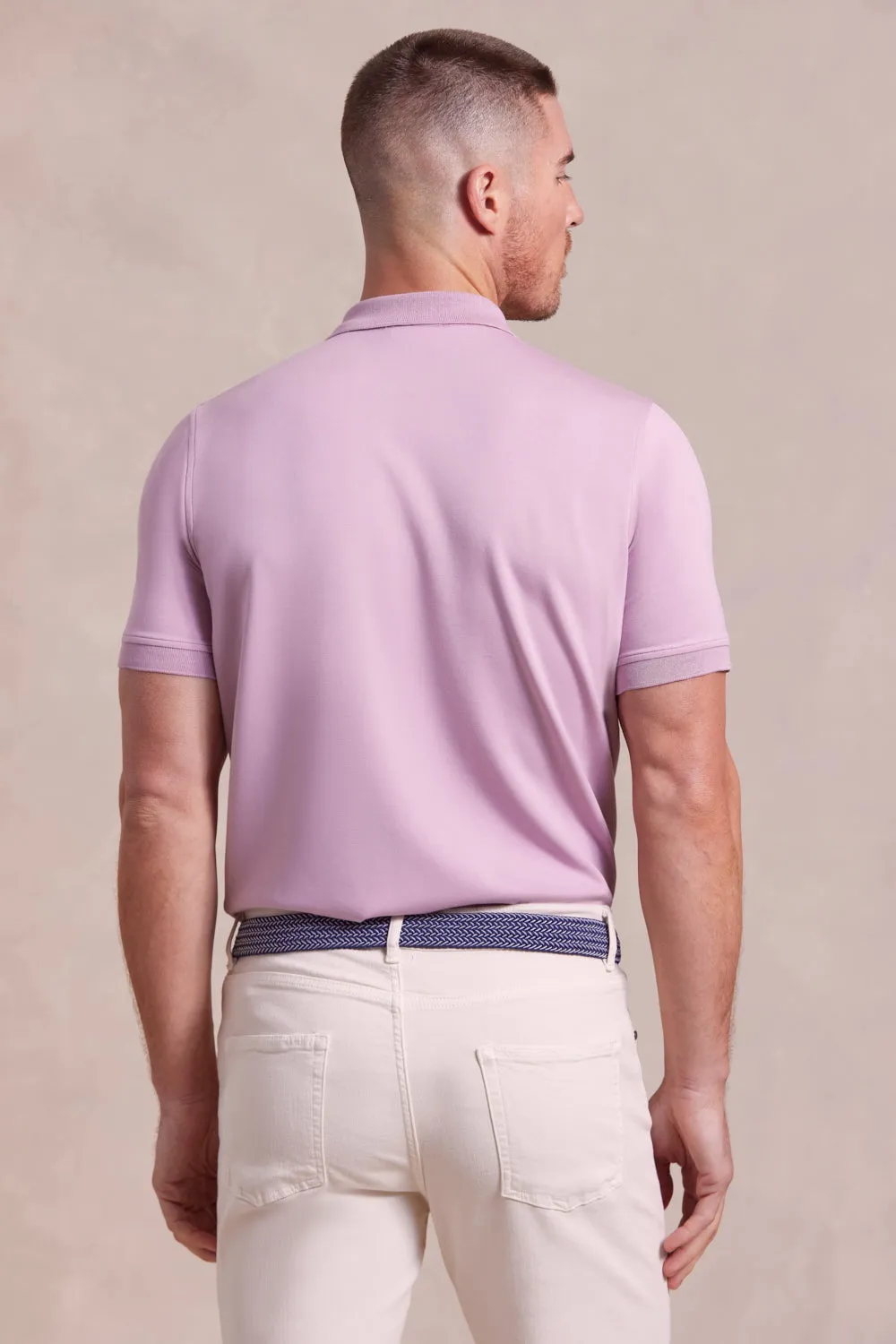 The Holden - Sand Washed Double Knit SS Polo - Lilac