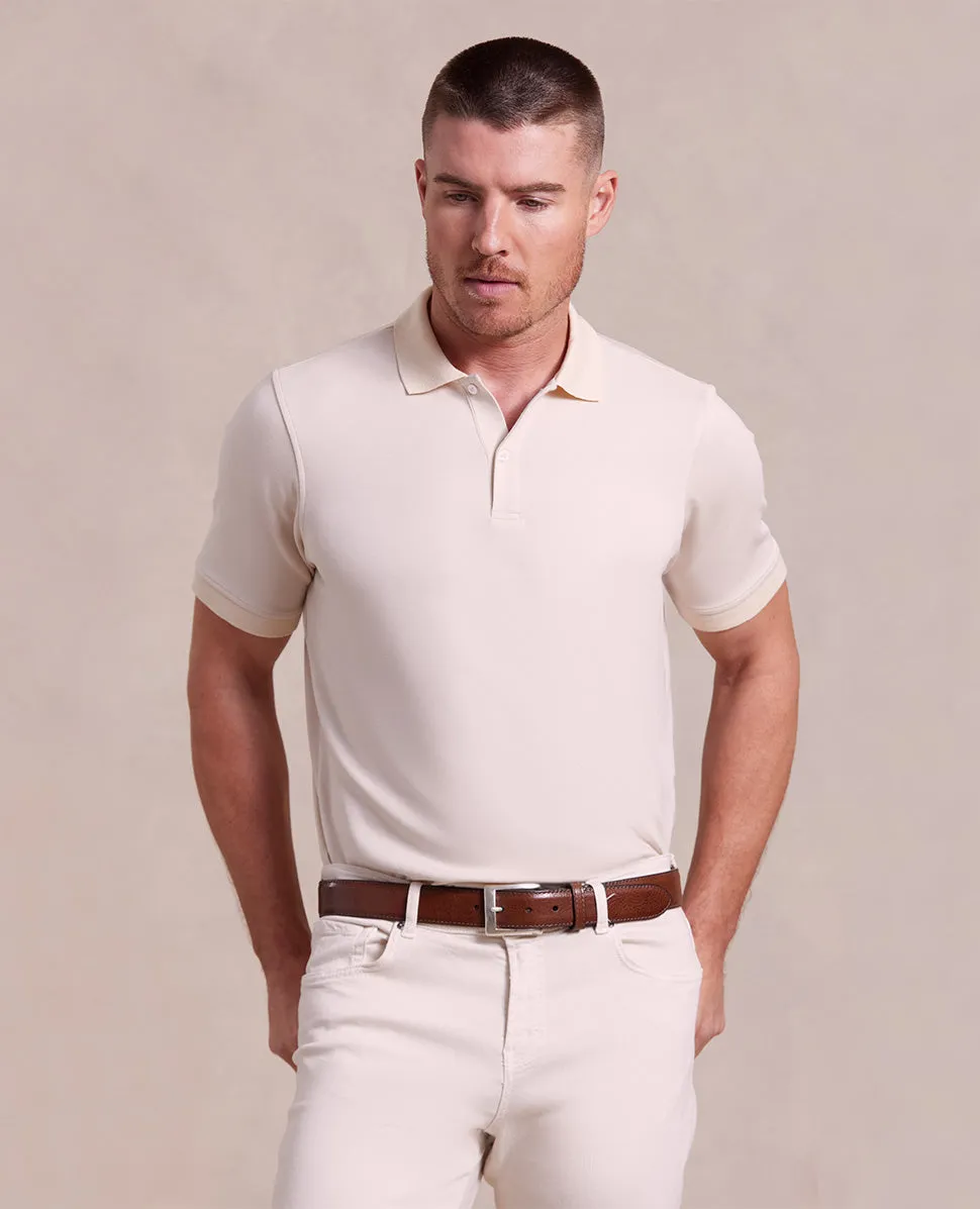 The Holden - Sand Washed Double Knit SS Polo - Sand