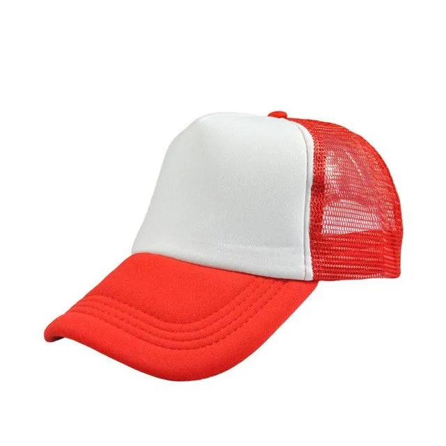 Unisex Baseball Cap with Trucker Mesh - Solid Color