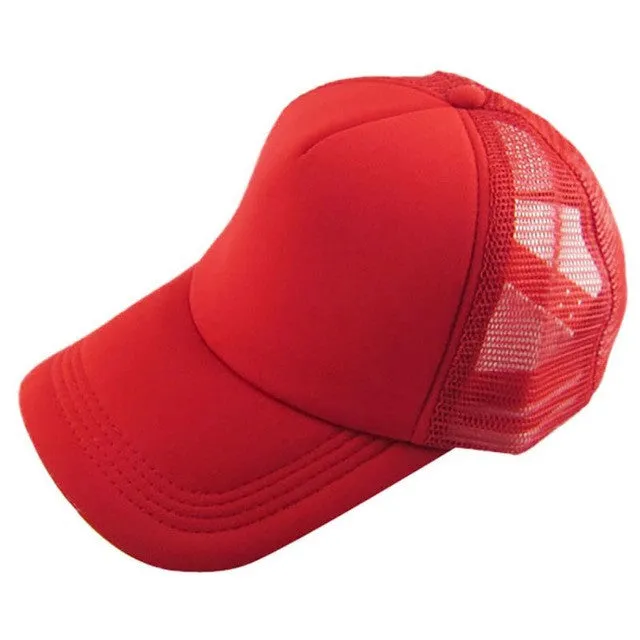 Unisex Baseball Cap with Trucker Mesh - Solid Color