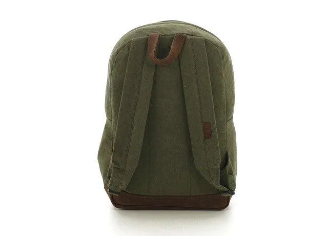 Vintage Canvas Teardrop Backpack With Leather Accents