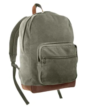 Vintage Canvas Teardrop Backpack With Leather Accents