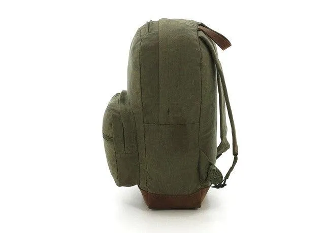 Vintage Canvas Teardrop Backpack With Leather Accents