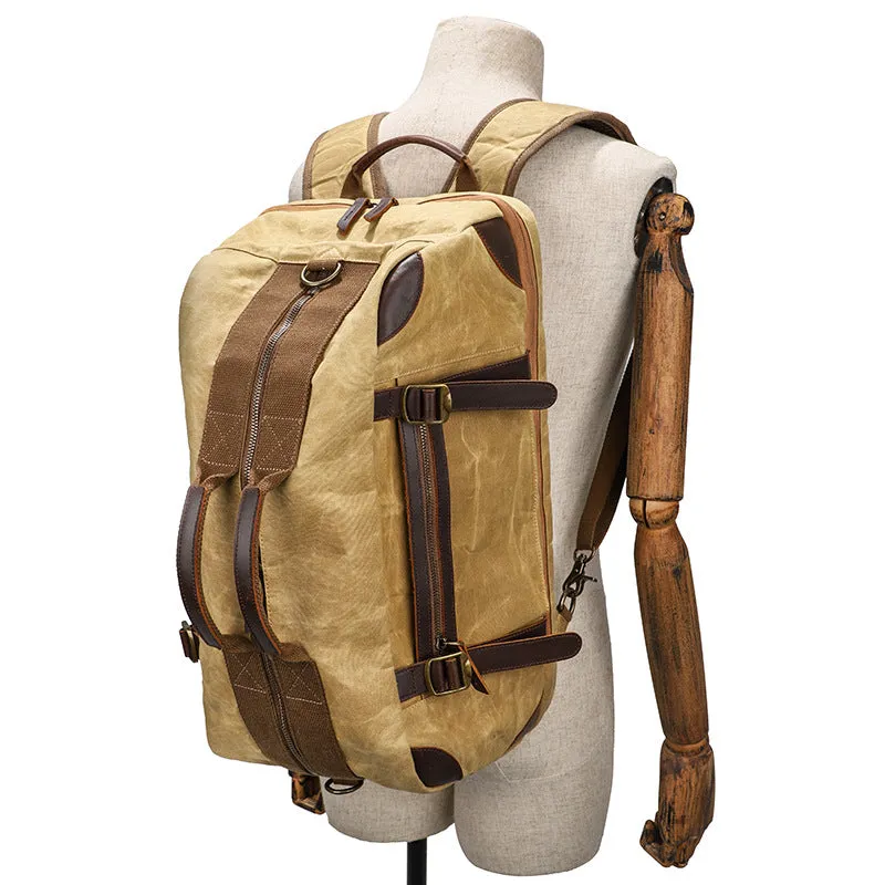 Waxed Canvas Backpack Convertible Duffel Bag, Canvas Handbag, Canvas Rucksack