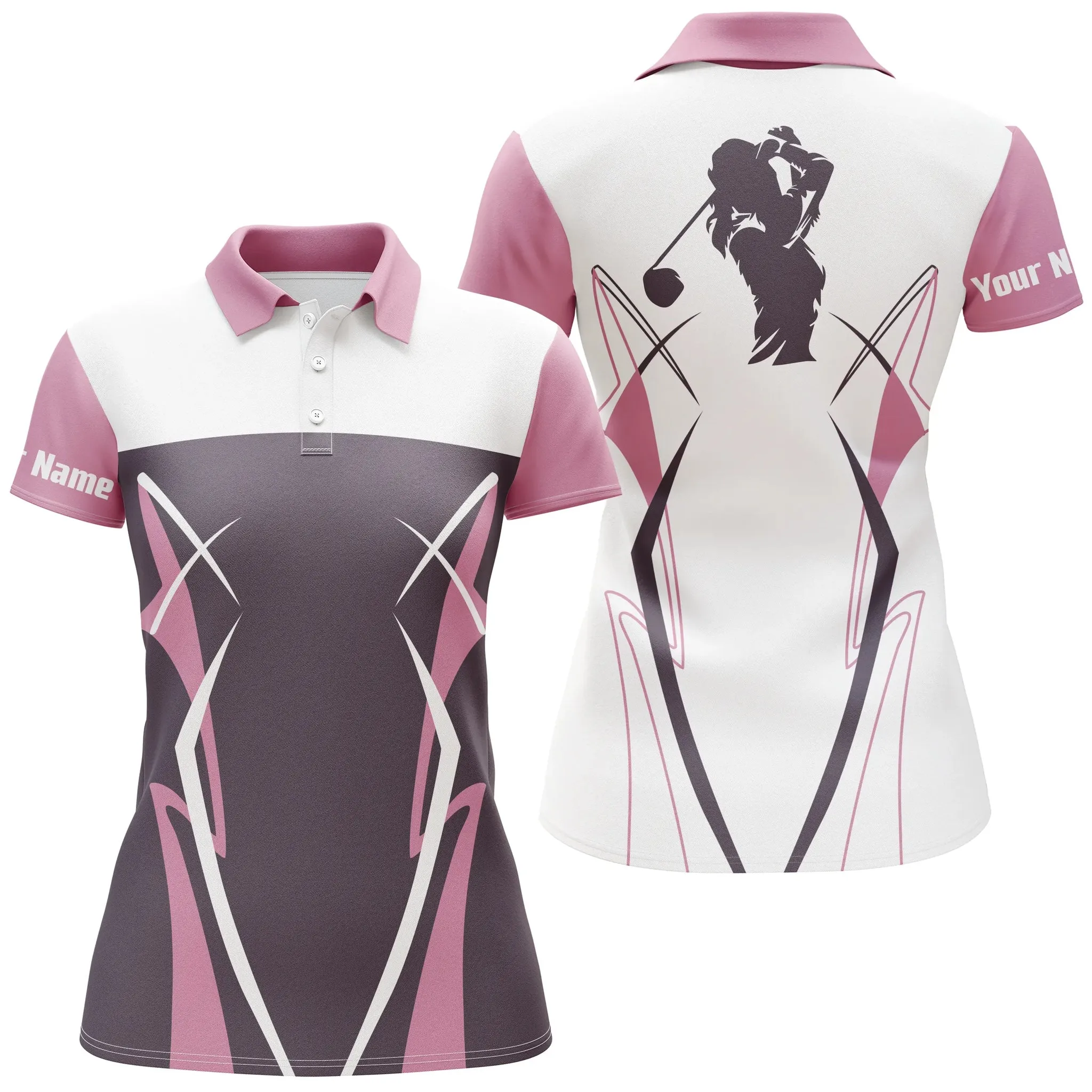 Women Golf Polo Shirt Custom Name Pink Golf Shirts For Women, Perfect Gift for Ladies Golf Tops