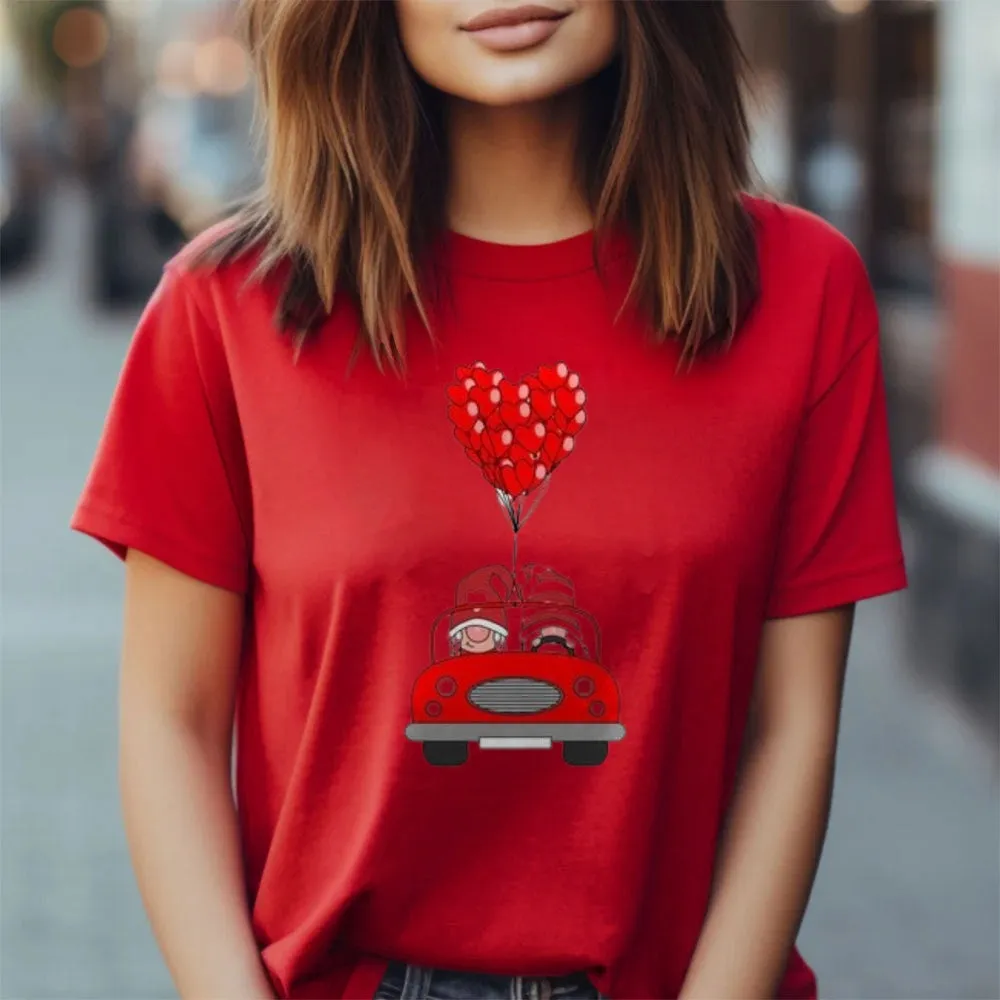 Women Love Red Heart Valentine's Day Print  Graphic T-shirt