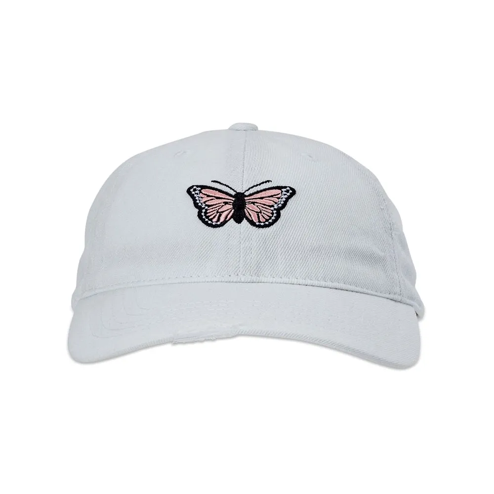 Women's Bleached Denim Butterfly Icon Baseball Cap