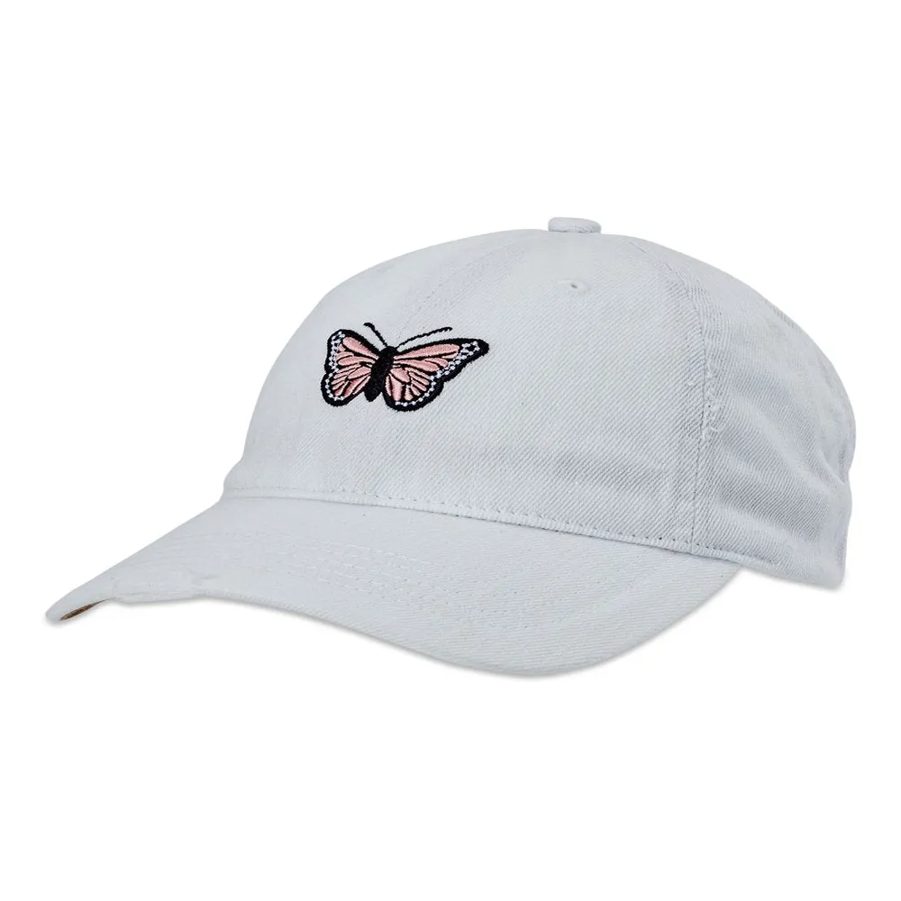 Women's Bleached Denim Butterfly Icon Baseball Cap