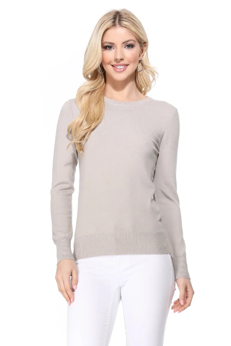 YEMAK Women's Crewneck Long Sleeve Pullover Soft Knit Top Sweater MK5500 (S-XL)