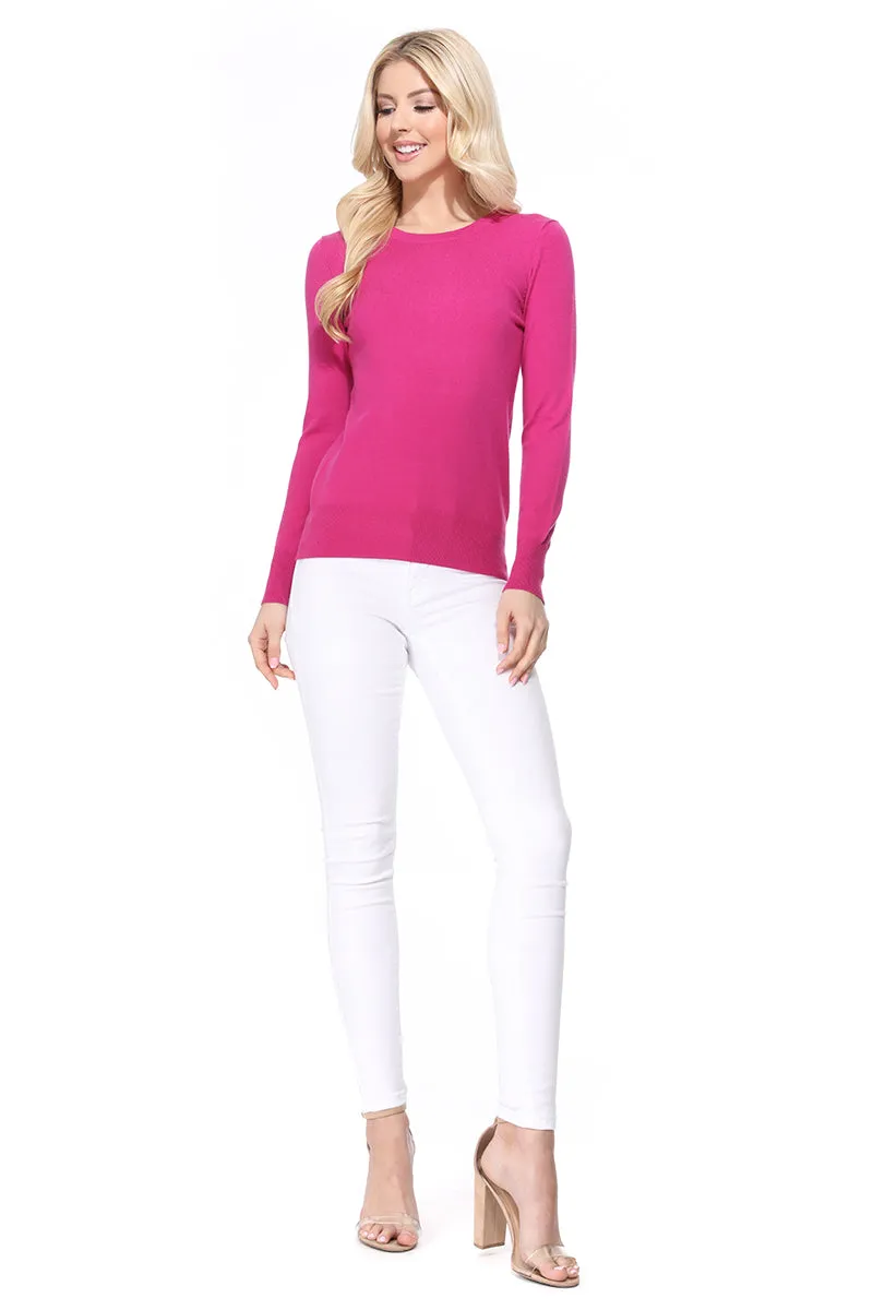 YEMAK Women's Crewneck Long Sleeve Pullover Soft Knit Top Sweater MK5500 (S-XL)