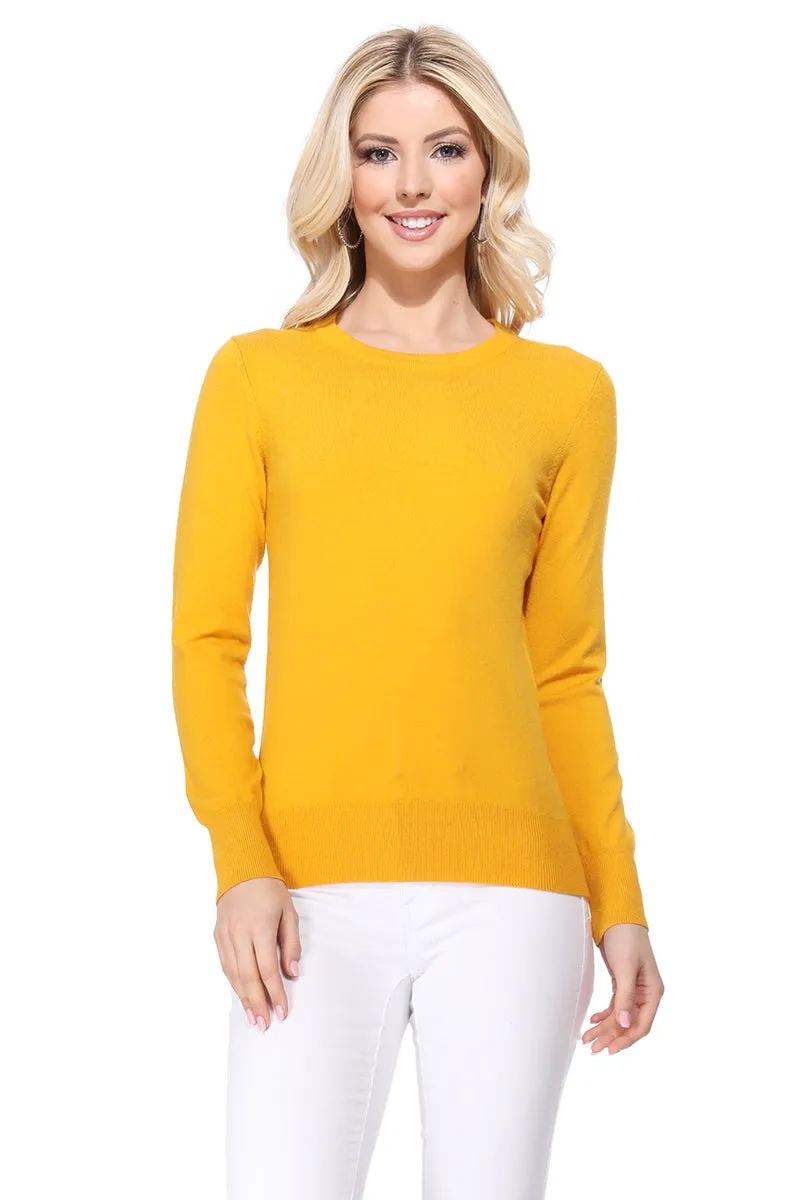 YEMAK Women's Crewneck Long Sleeve Pullover Soft Knit Top Sweater MK5500 (S-XL)