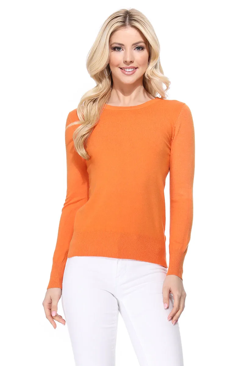 YEMAK Women's Crewneck Long Sleeve Pullover Soft Knit Top Sweater MK5500 (S-XL)