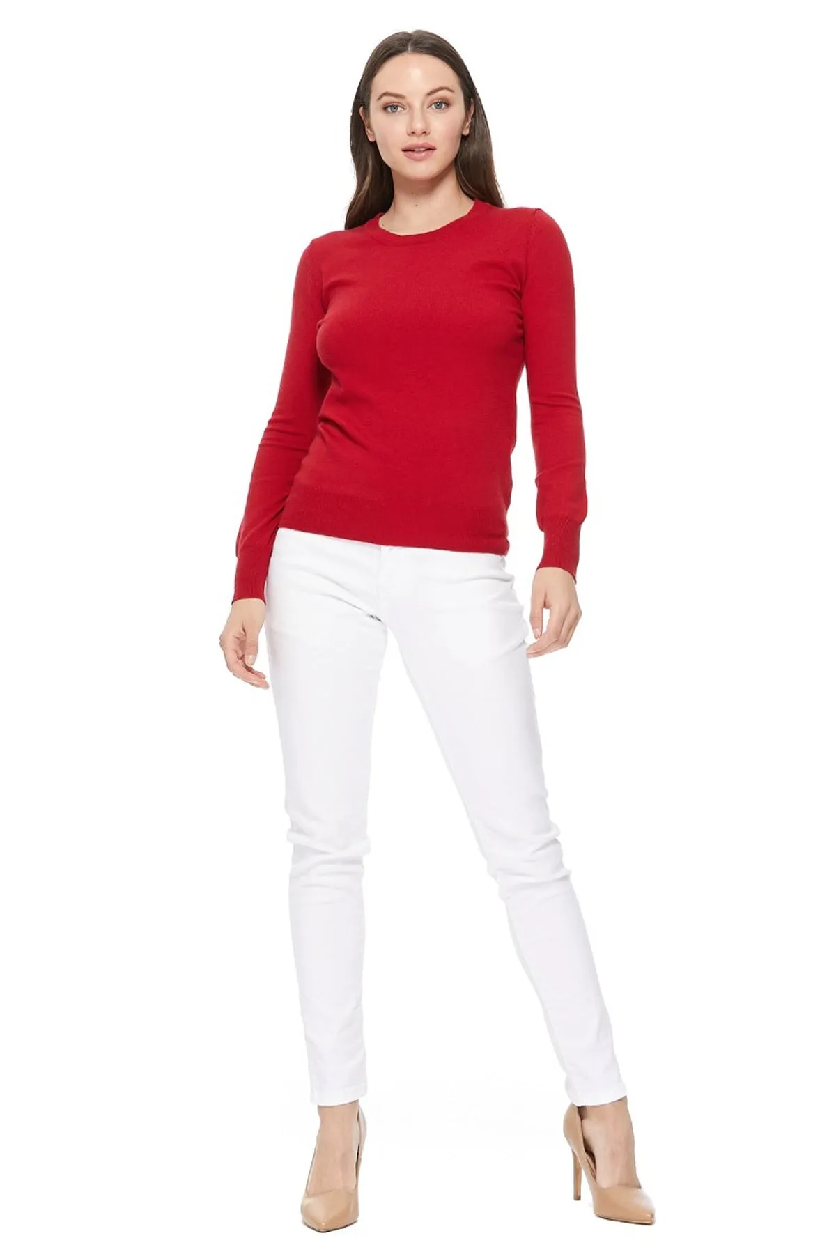 YEMAK Women's Crewneck Long Sleeve Pullover Soft Knit Top Sweater MK5500 (S-XL)