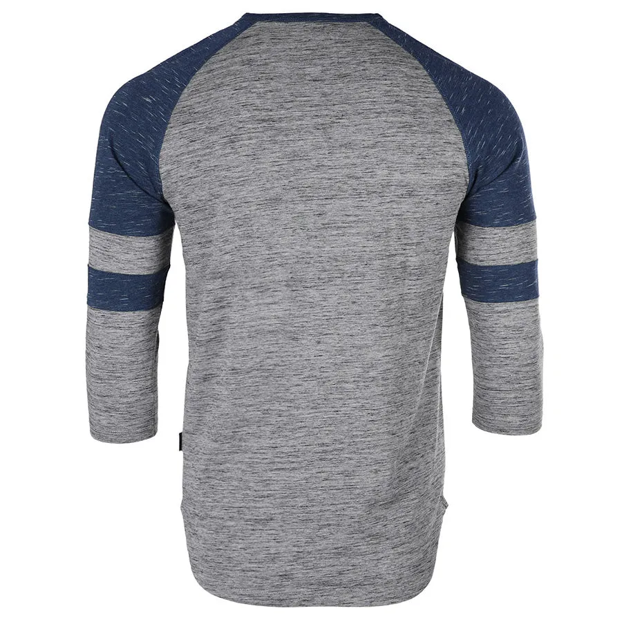 ZIMEGO Men's 3/4 Sleeve NAVY Baseball Football College Raglan Henley Athletic T-shirt